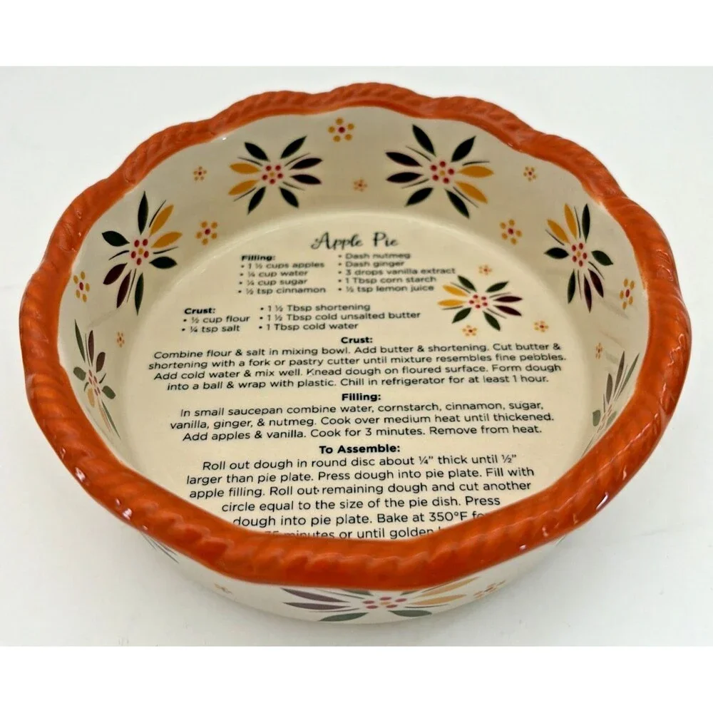 Temp-tations by Tara Fall Seasonal Ceramic Mini Pie Dishes 12 Recipes 4 pc set